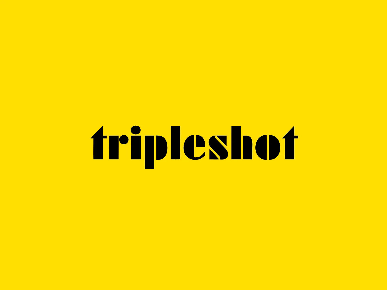 The Tripleshot wordmark – heavy black stencil letters on sunshine yellow.