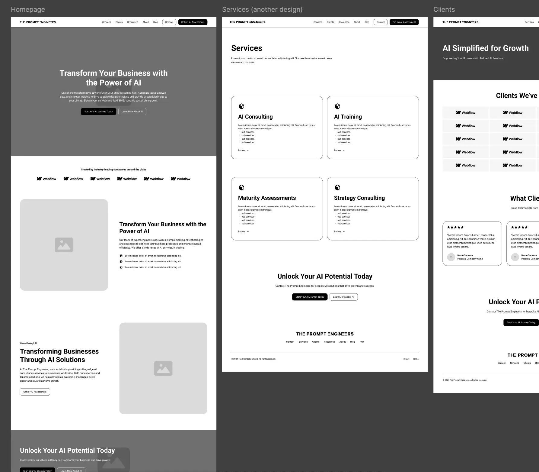 v5, after launch – Services redrawn as four cards with their sub-services